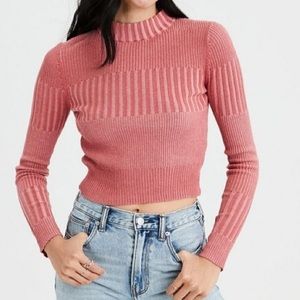 ❤️ Pink ribbed turtle neck crop